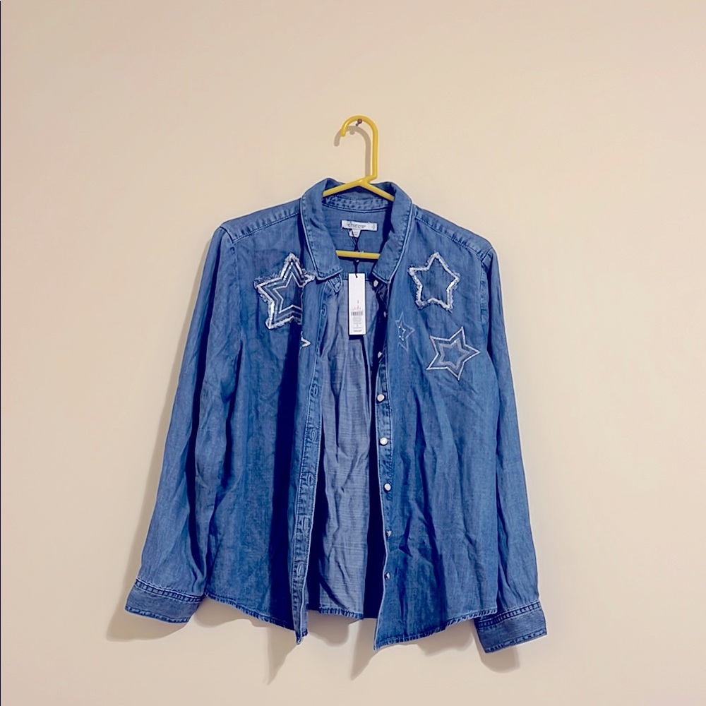 Chico’s Blue Denim Shirt with Star size 3